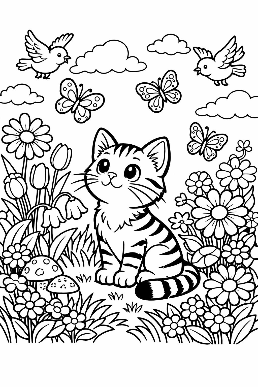 black cat coloring page | mysterious feline artwork | detailed animal design