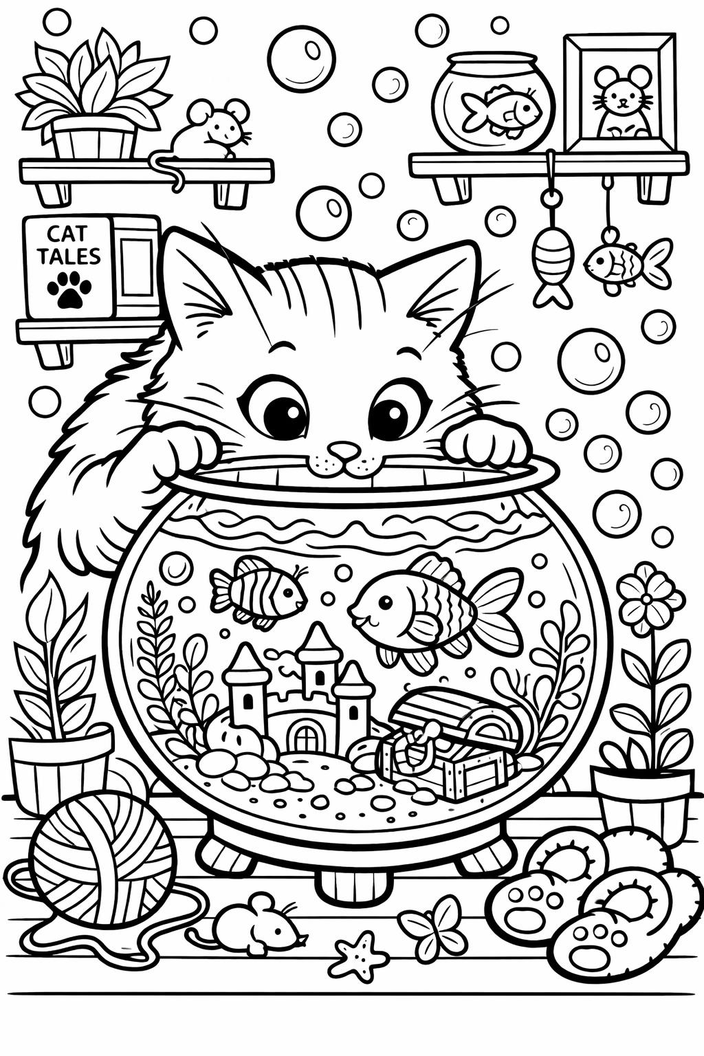 playful kitten coloring page | energetic baby cat | fun coloring sheet