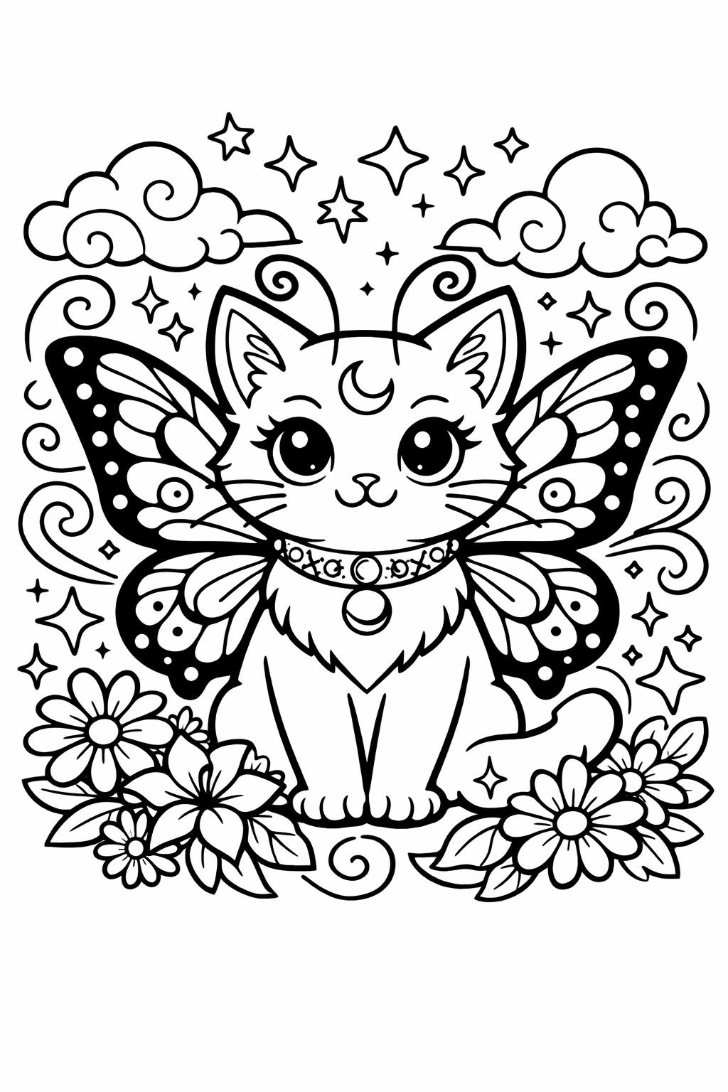 cat mandala coloring page | intricate feline pattern | calming coloring sheet