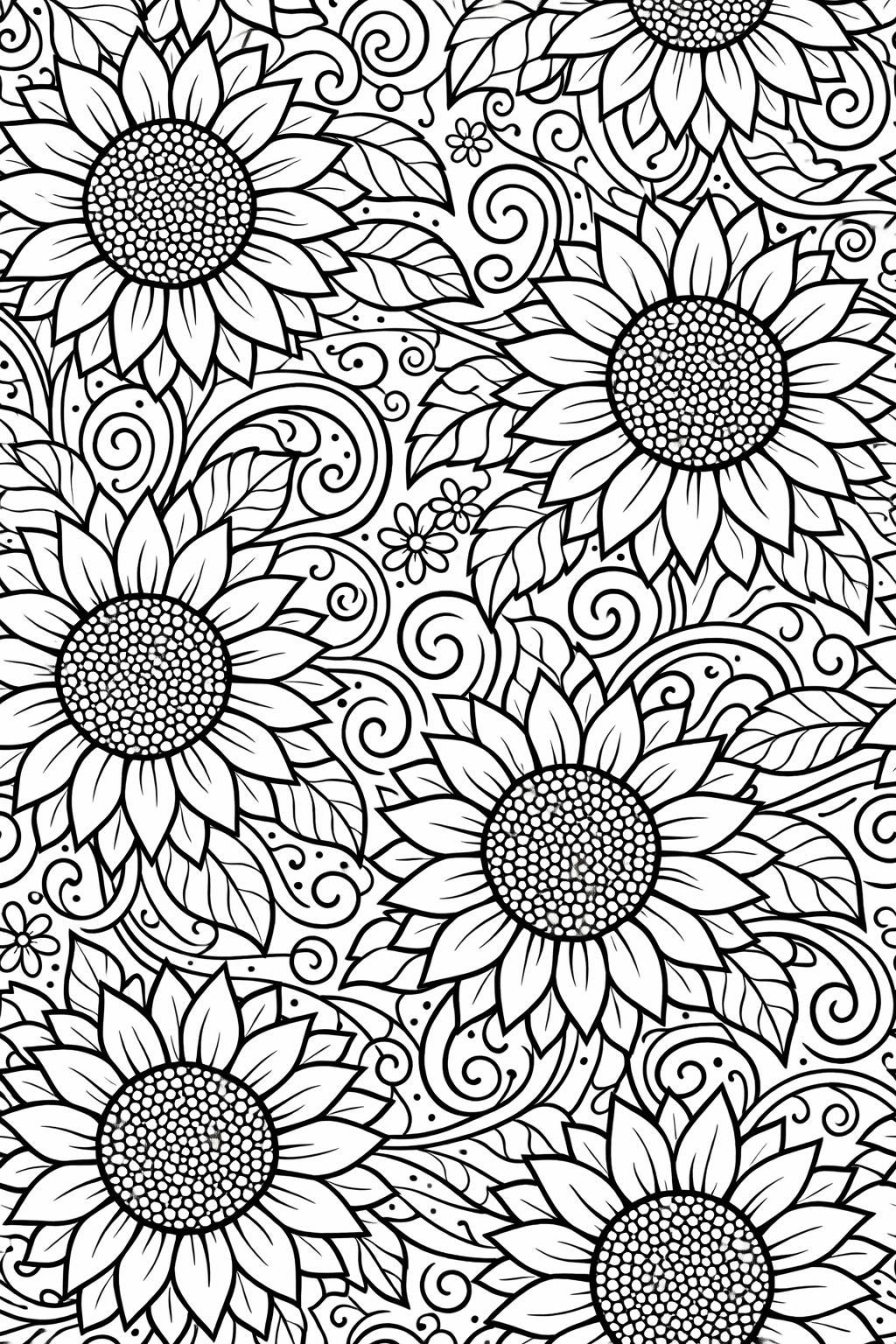 butterfly and sunflower page | nature inspired illustration | relaxing floral artwork