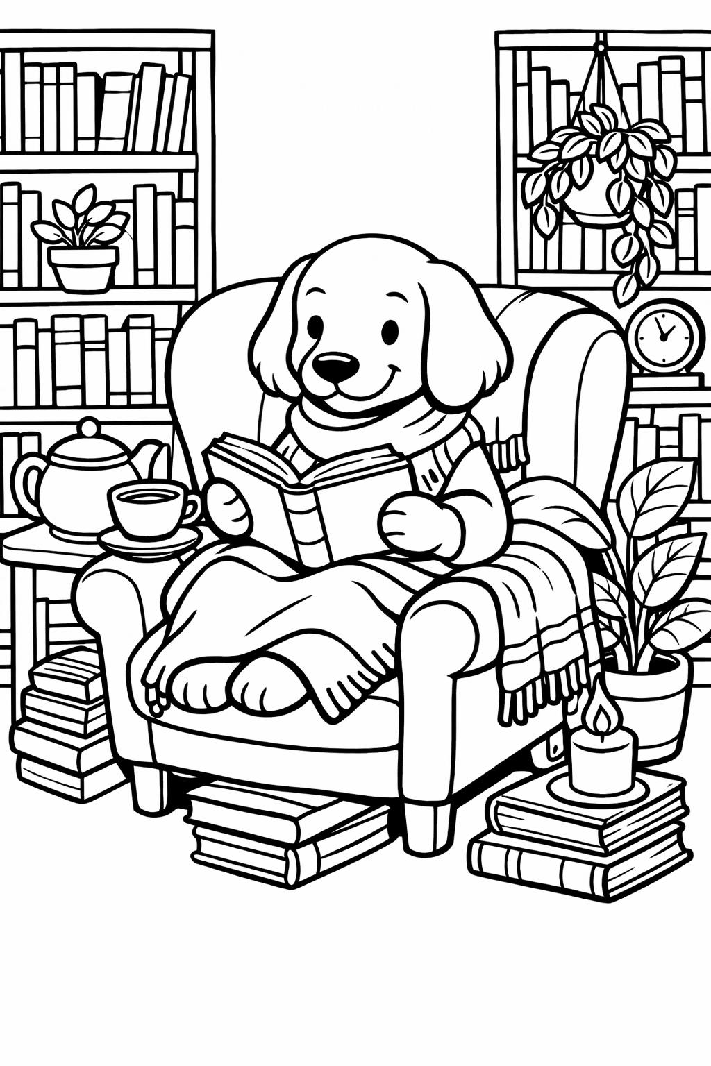 fantasy dog coloring page | magical canine design | whimsical coloring sheet