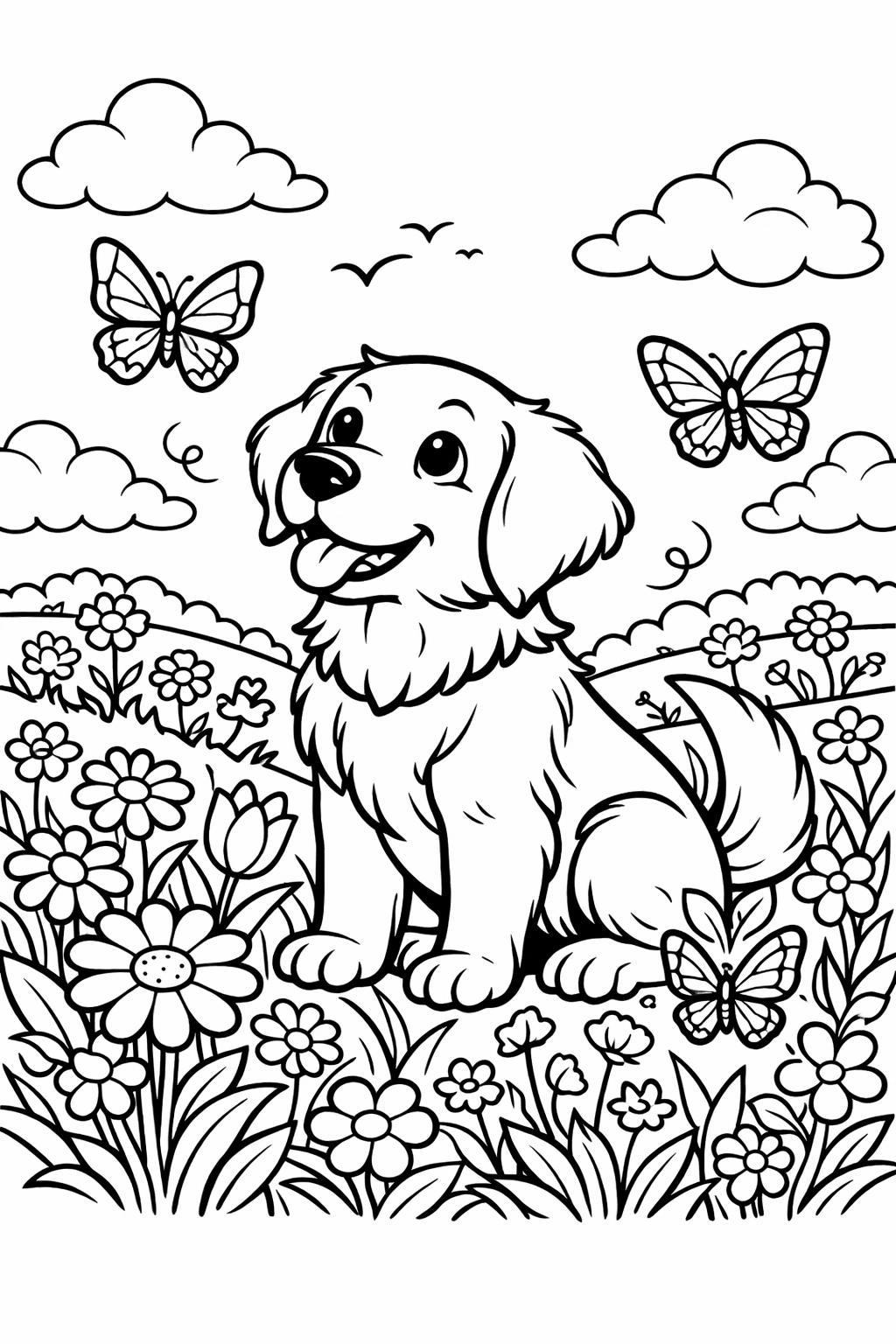 playful puppy coloring page | energetic baby dog | fun coloring sheet