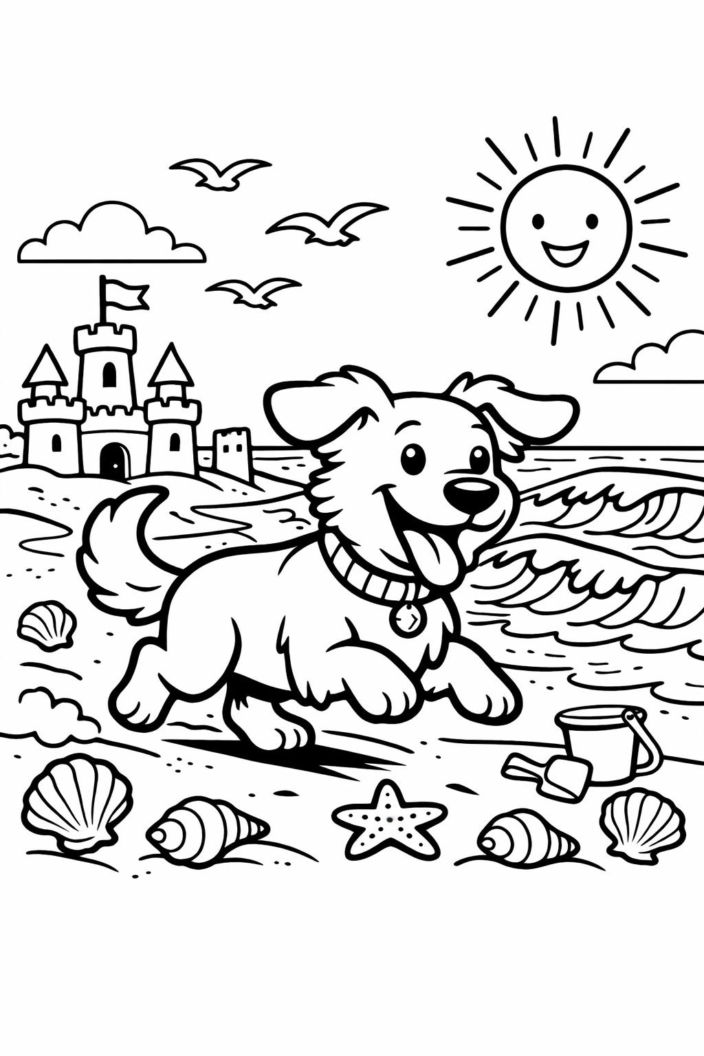 cozy dog coloring page | relaxing pet scene | warm animal artwork