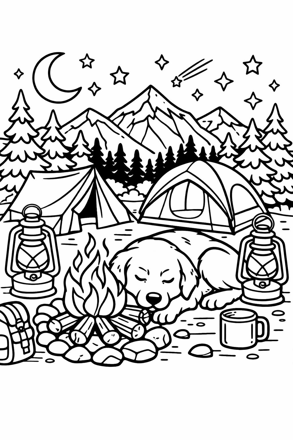 artistic dog coloring page | creative canine illustration | decorative coloring design