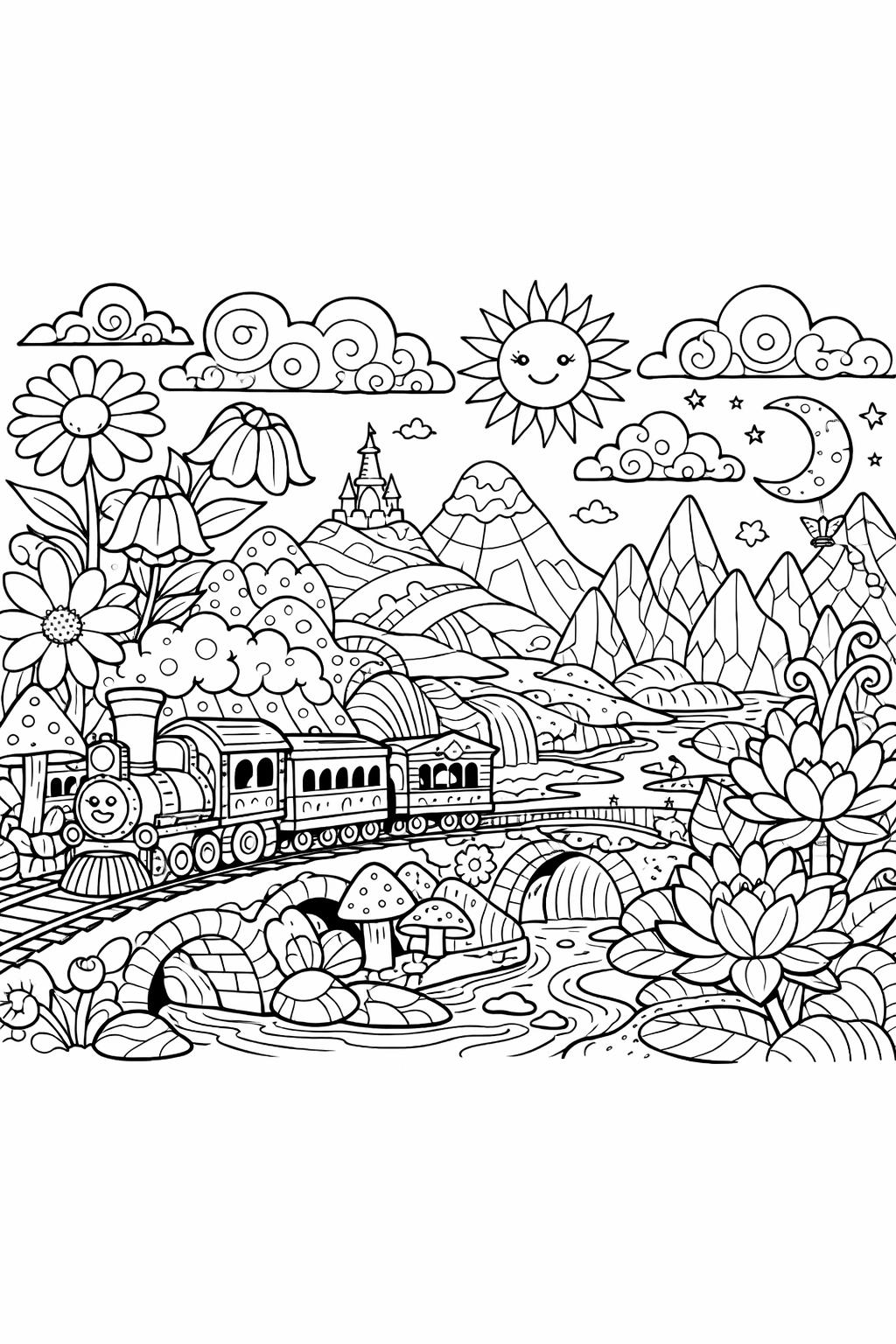 psychedelic coloring page | abstract surreal design | intricate coloring artwork