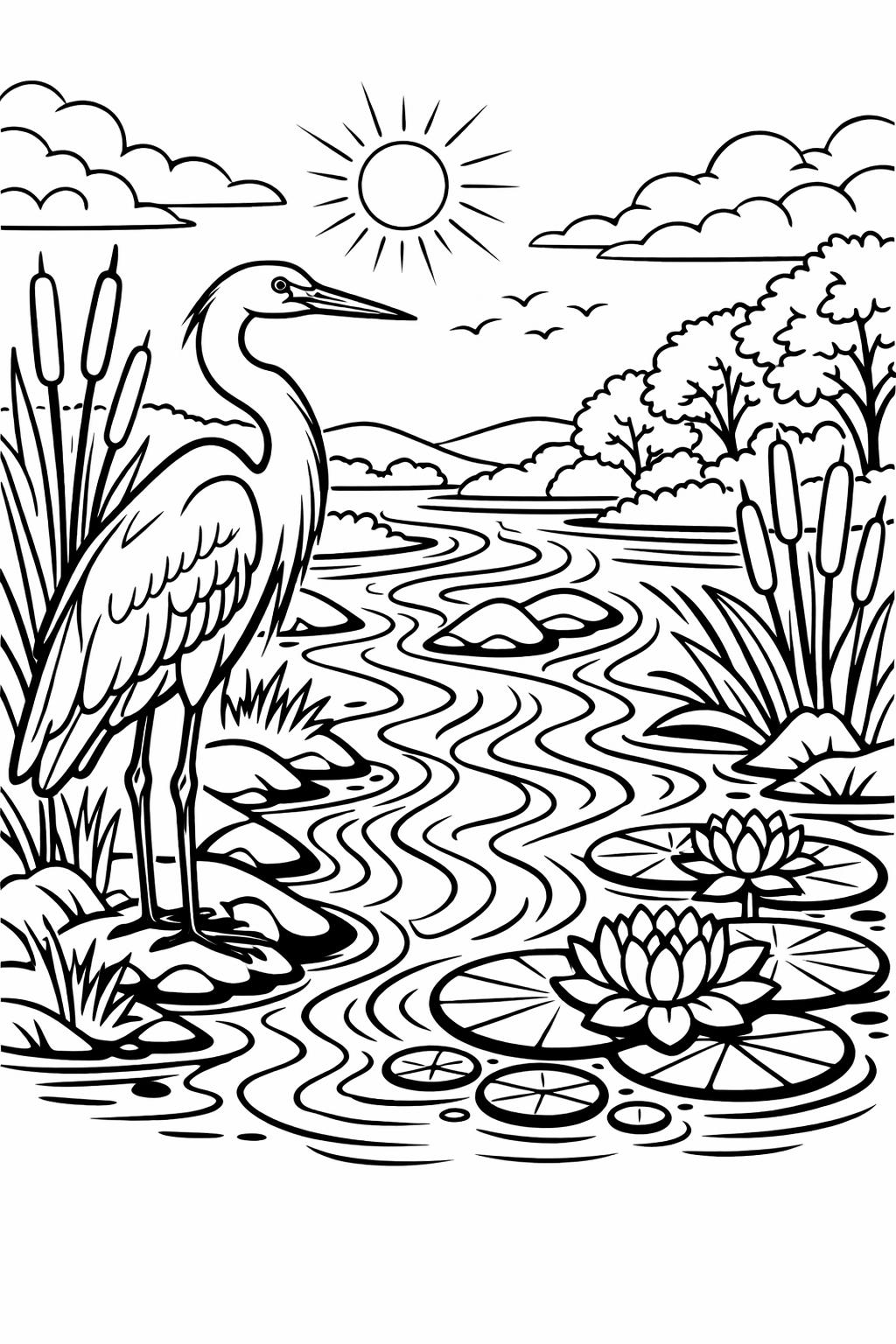 swan coloring page | graceful swan illustration | peaceful lake bird