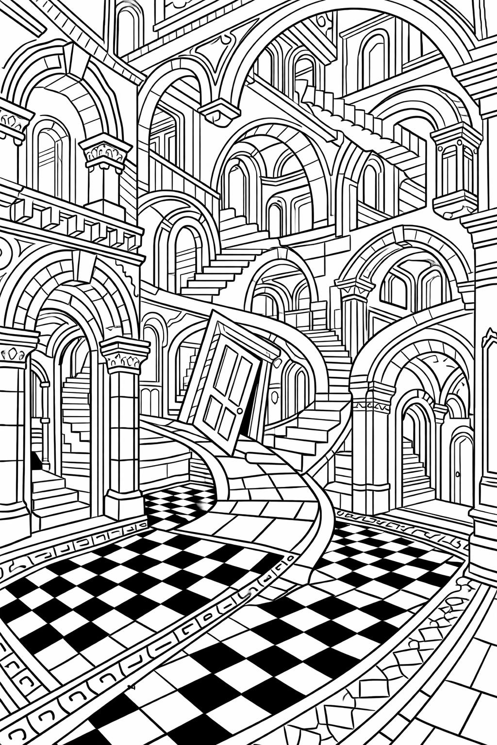optical illusion coloring page | mind bending design | detailed creative artwork