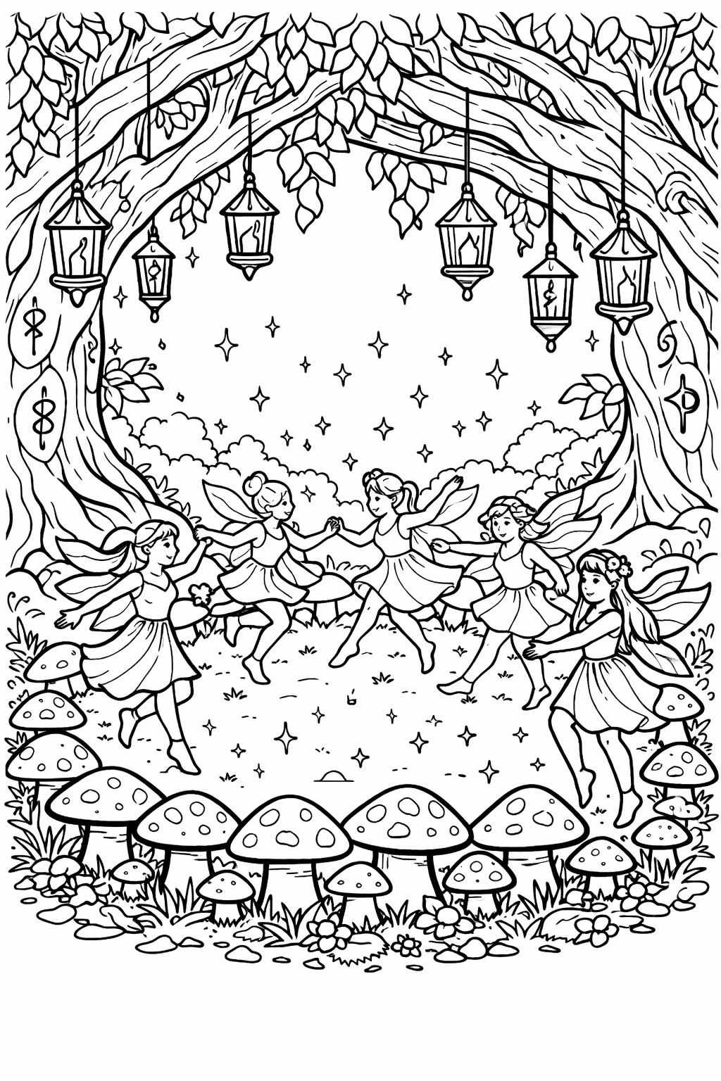 elf coloring page | enchanted forest elf | detailed fantasy design