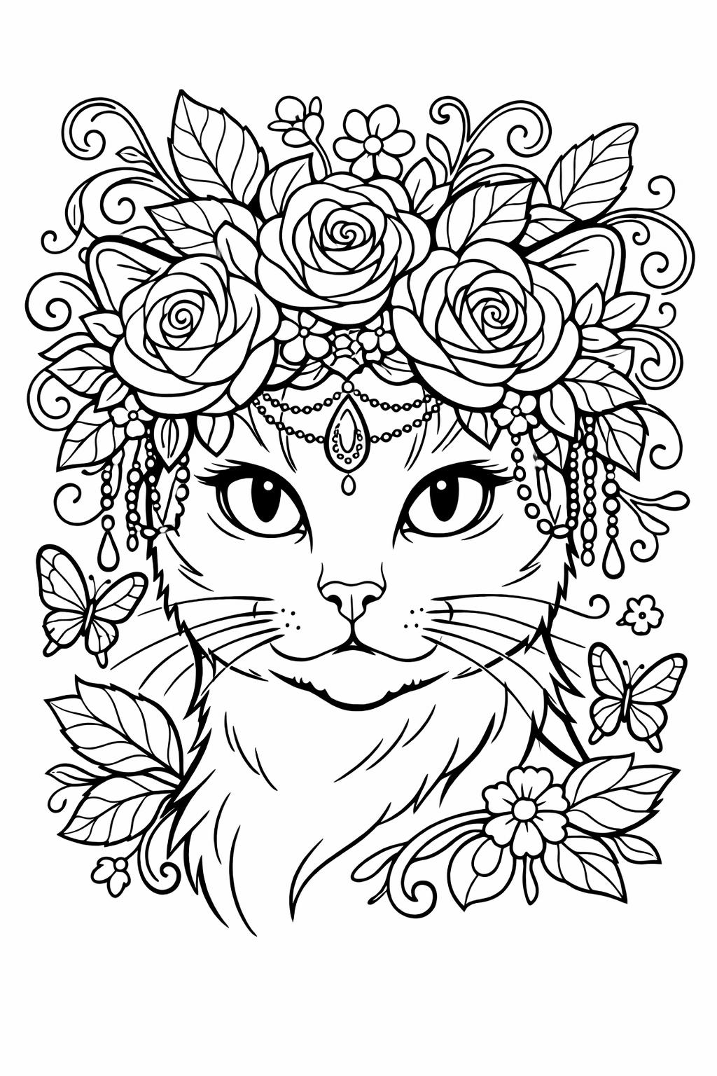 cartoon cat coloring page | fun cat character | playful animal artwork