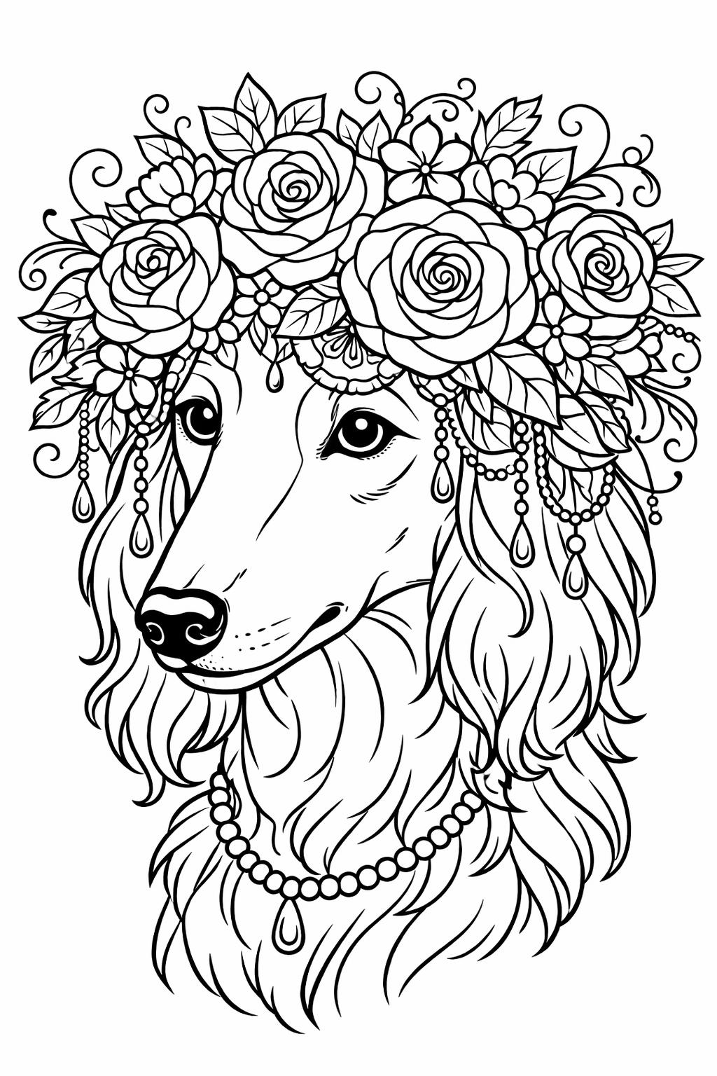 dog mandala coloring page | intricate canine pattern | calming coloring sheet