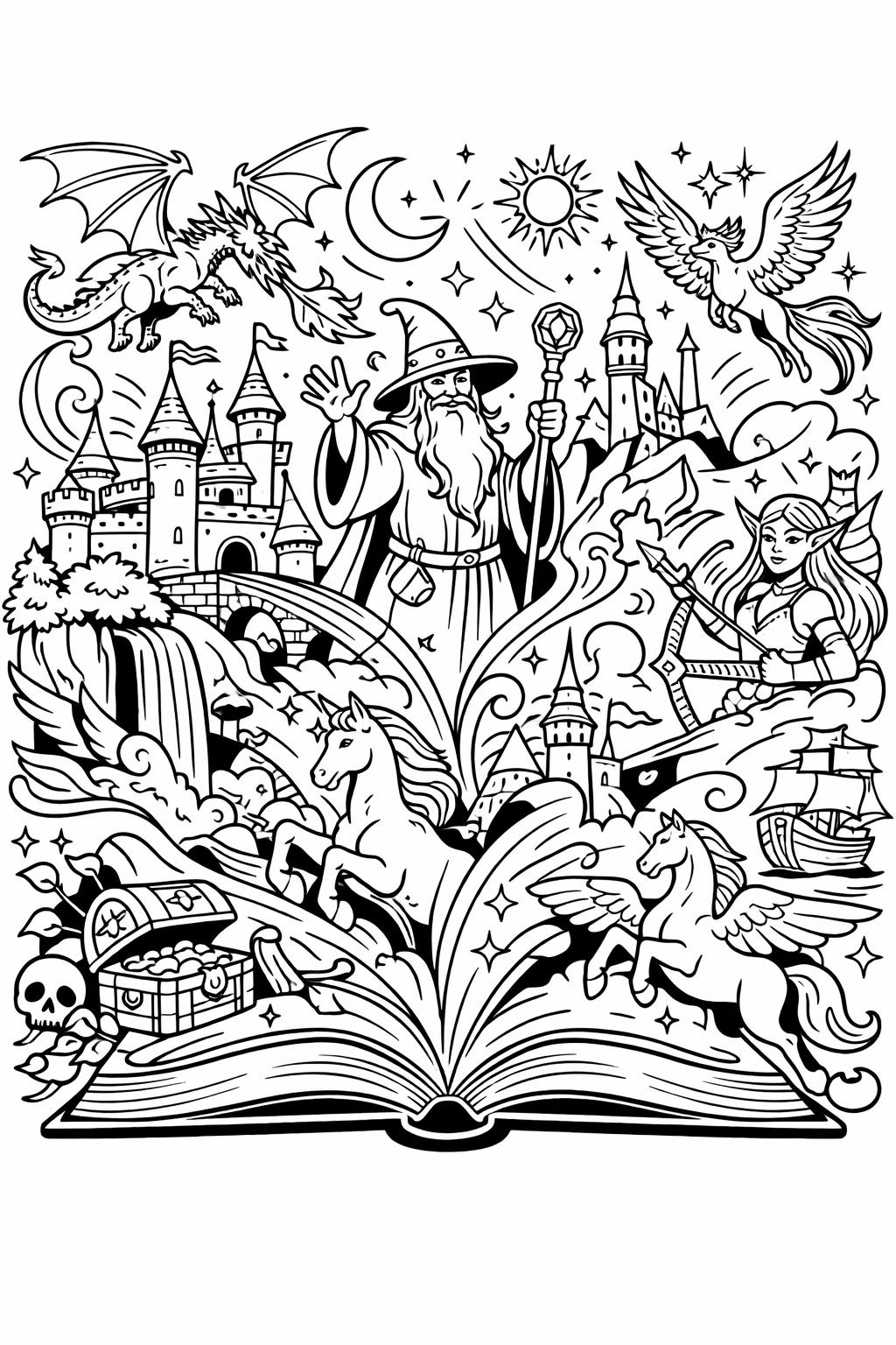 aesthetic coloring page | modern pattern design | teen art coloring page
