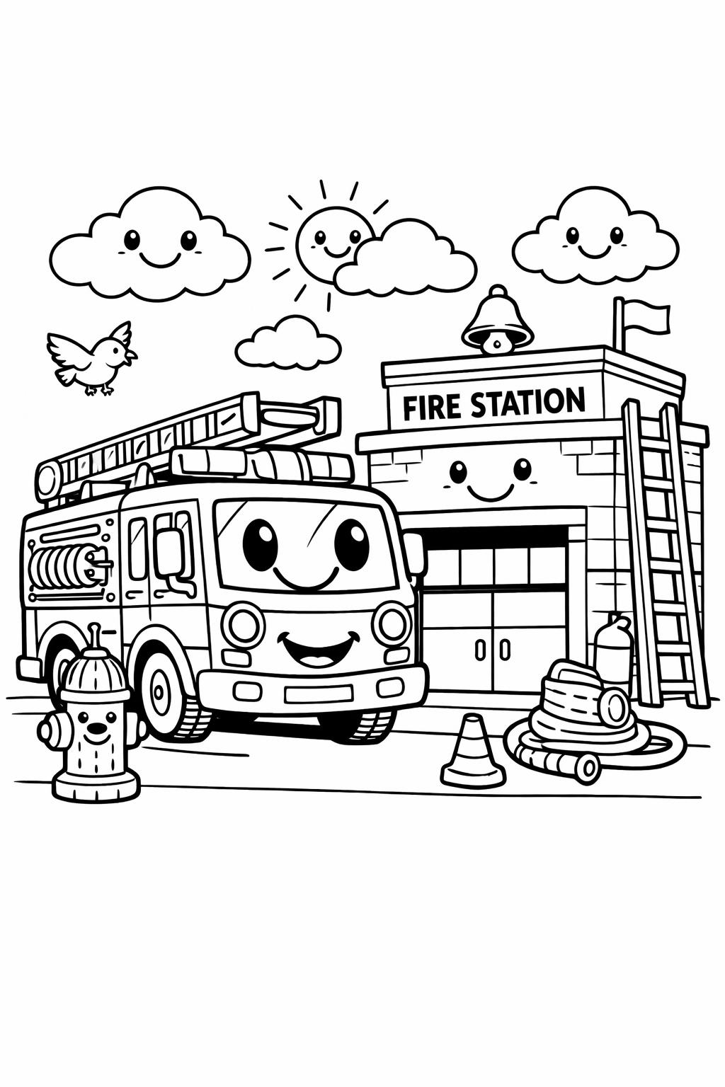 construction truck coloring page | heavy machinery illustration | fun building vehicle artwork