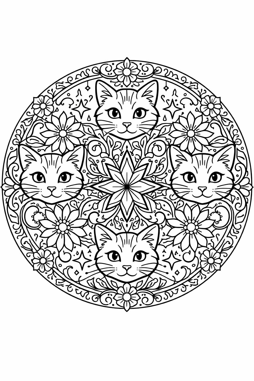 sleeping cat coloring page | cozy resting kitten | relaxing pet artwork