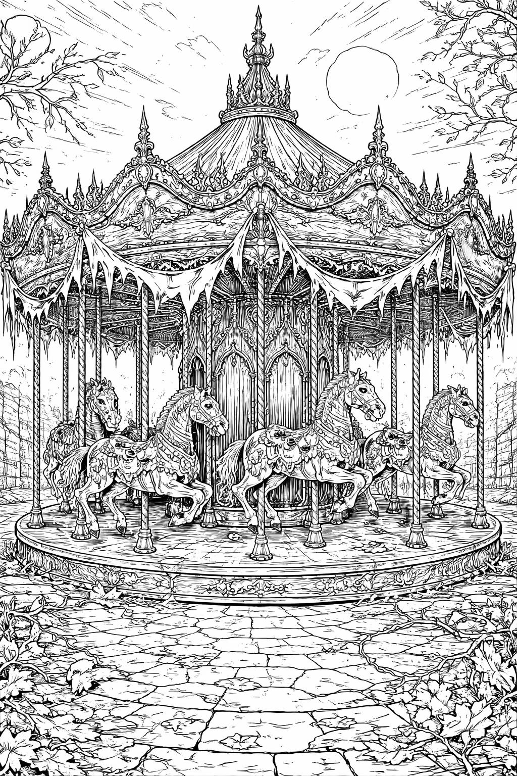 1. gothic Halloween coloring pages | creepy castles and spooky decorations | free printable collection