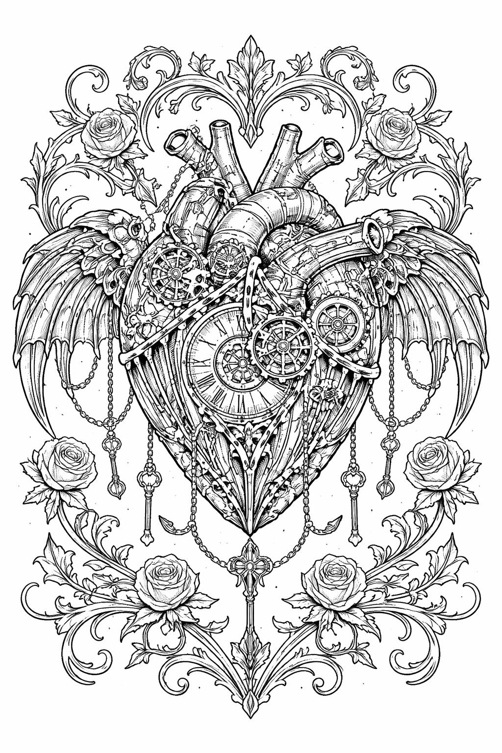 gothic raven coloring page | mysterious bird and dark scenery | gothic art worksheet