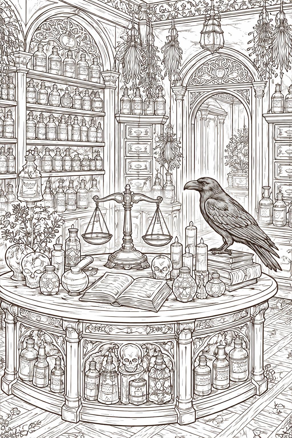 gothic vampire coloring page | mysterious nocturnal character | dark fantasy illustration