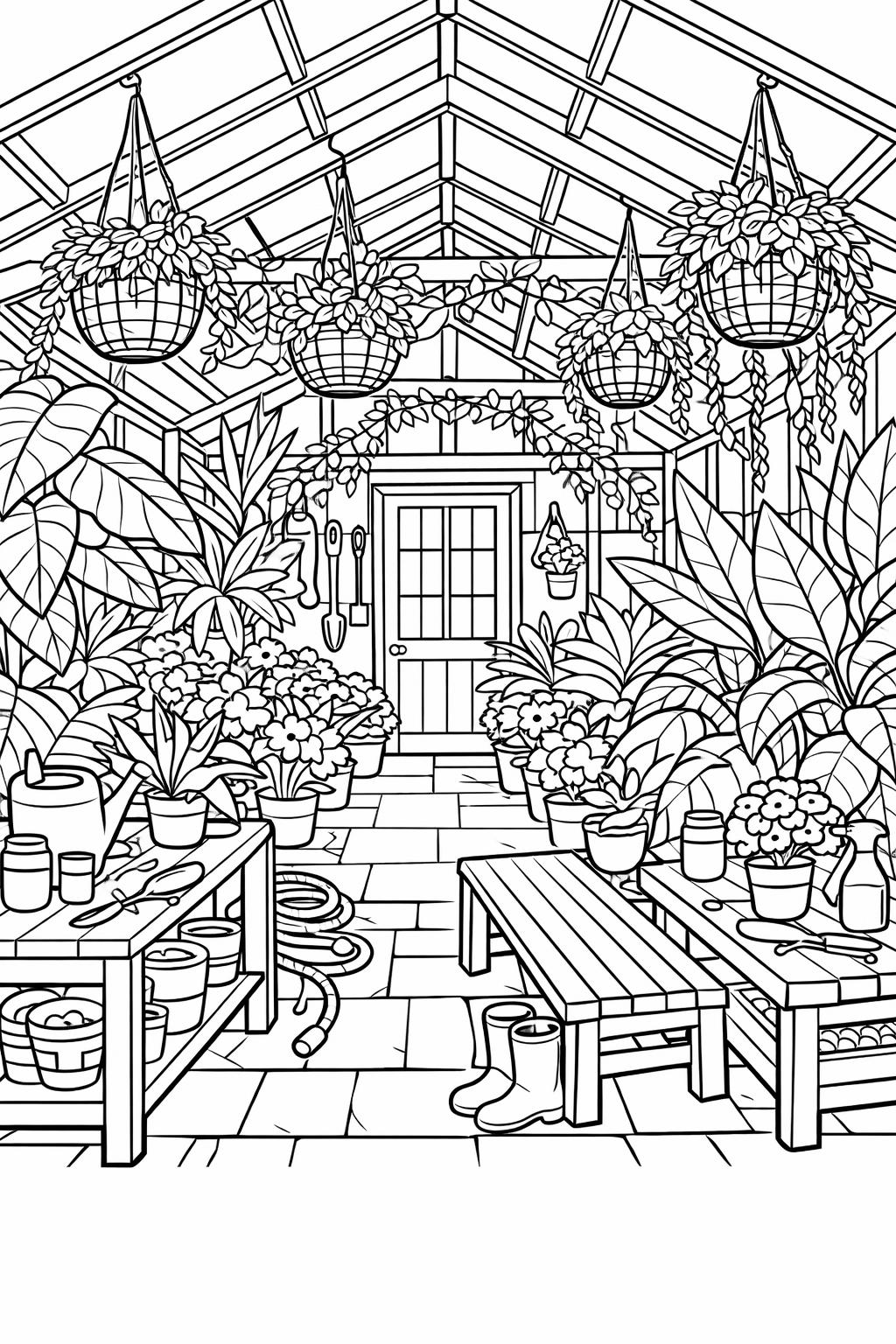 potted plant coloring page | simple indoor greenery | relaxing coloring sheet