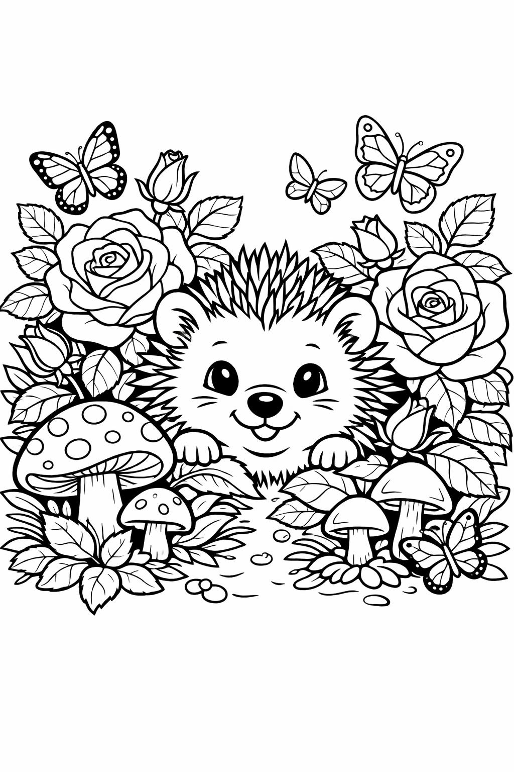 cute rose coloring page | playful flower illustration | fun coloring sheet