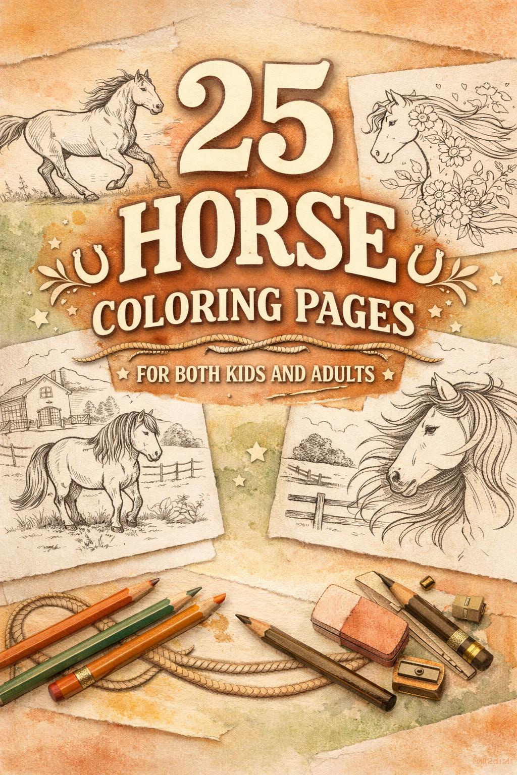 horse coloring page | beautiful horse illustration | animal coloring sheet