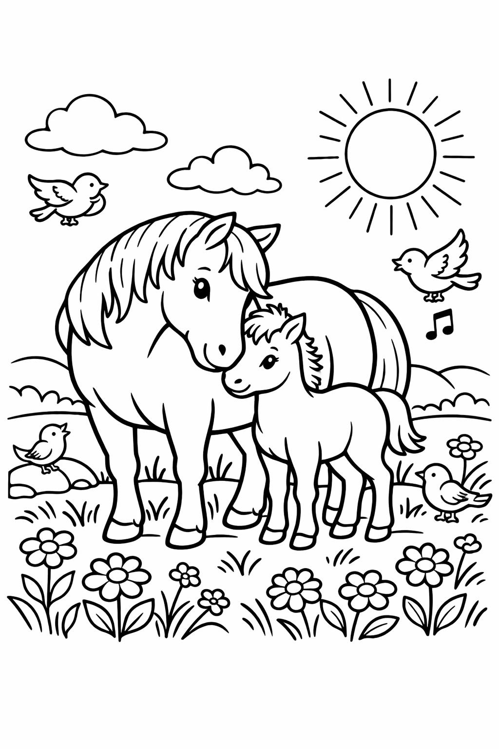 artistic horse coloring page | creative equine artwork | decorative coloring sheet