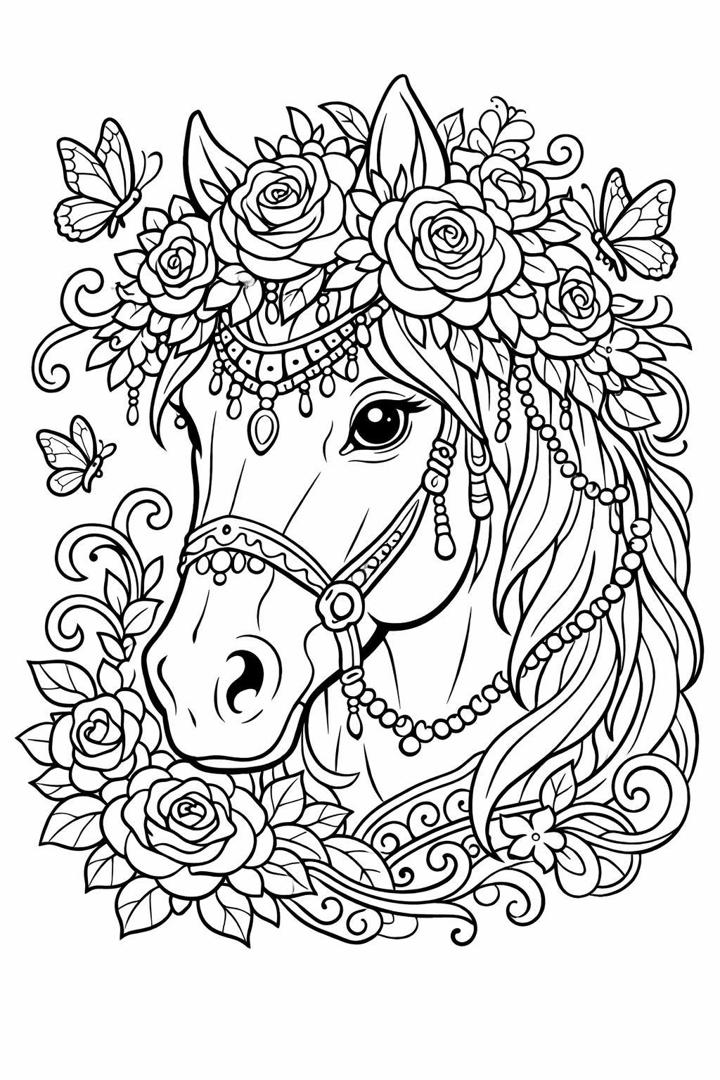 jumping horse coloring page | active equestrian artwork | dynamic horse design