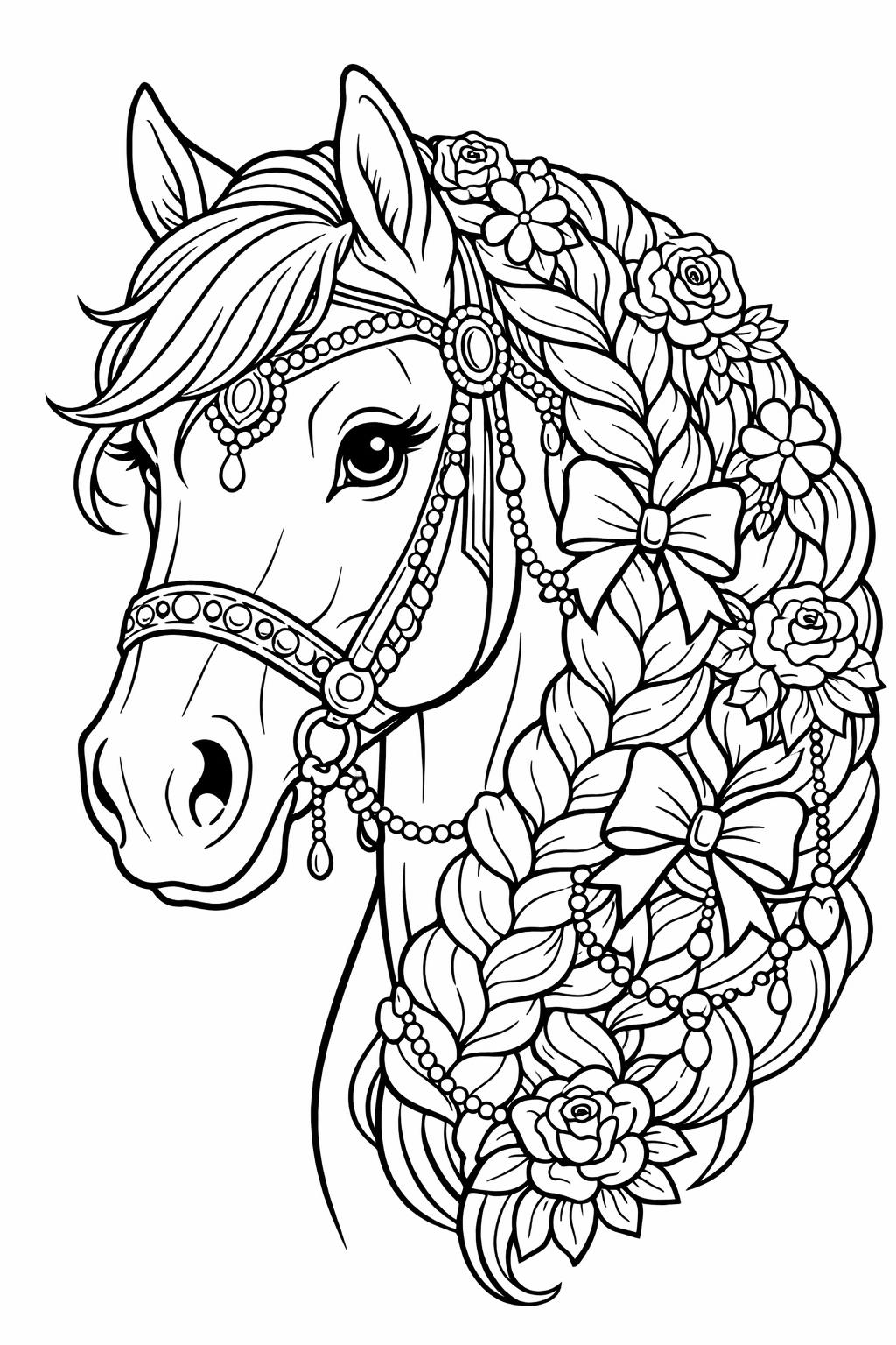 horse mandala coloring page | intricate horse pattern | calming animal artwork