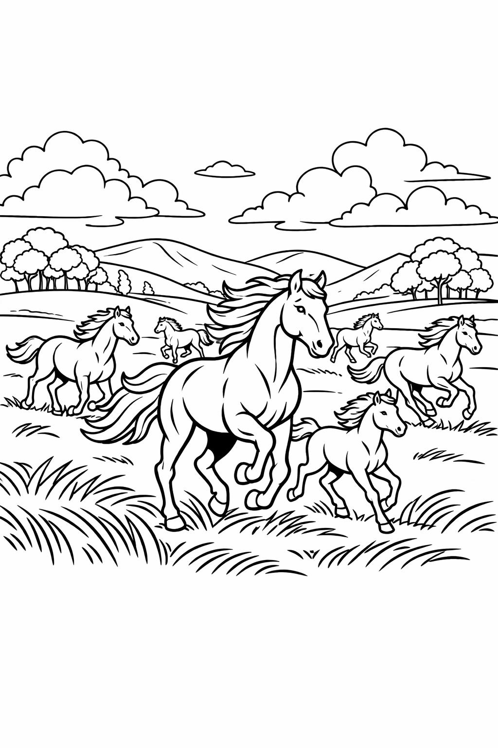 cartoon horse coloring page | fun horse character | playful coloring sheet