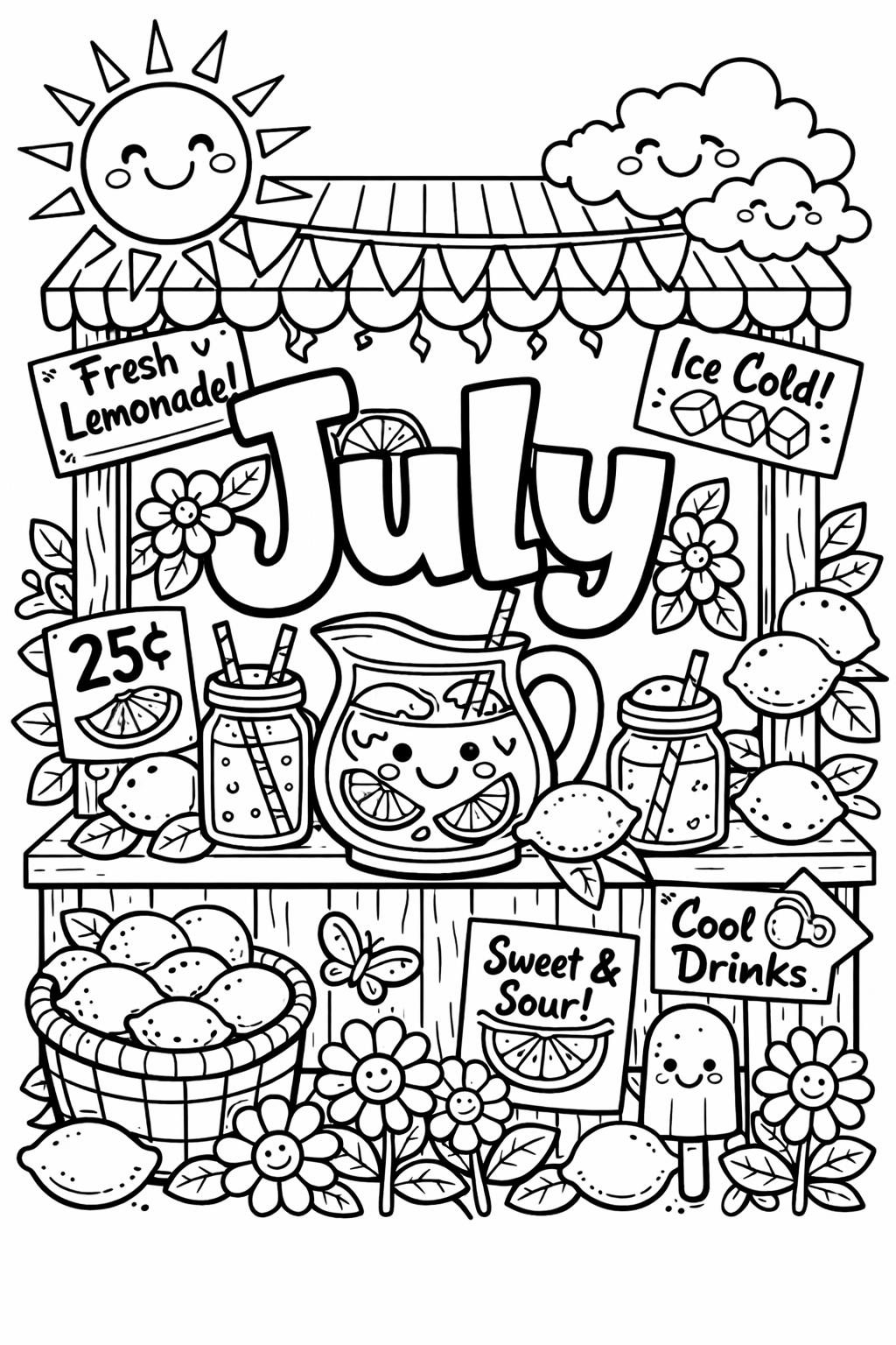 ice cream coloring page | sweet summer treat | playful July design