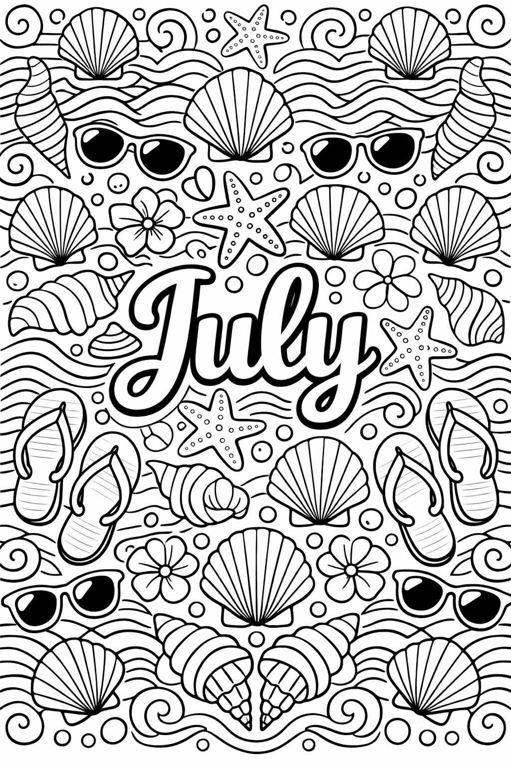 patriotic July coloring page | festive holiday artwork | summer celebration design