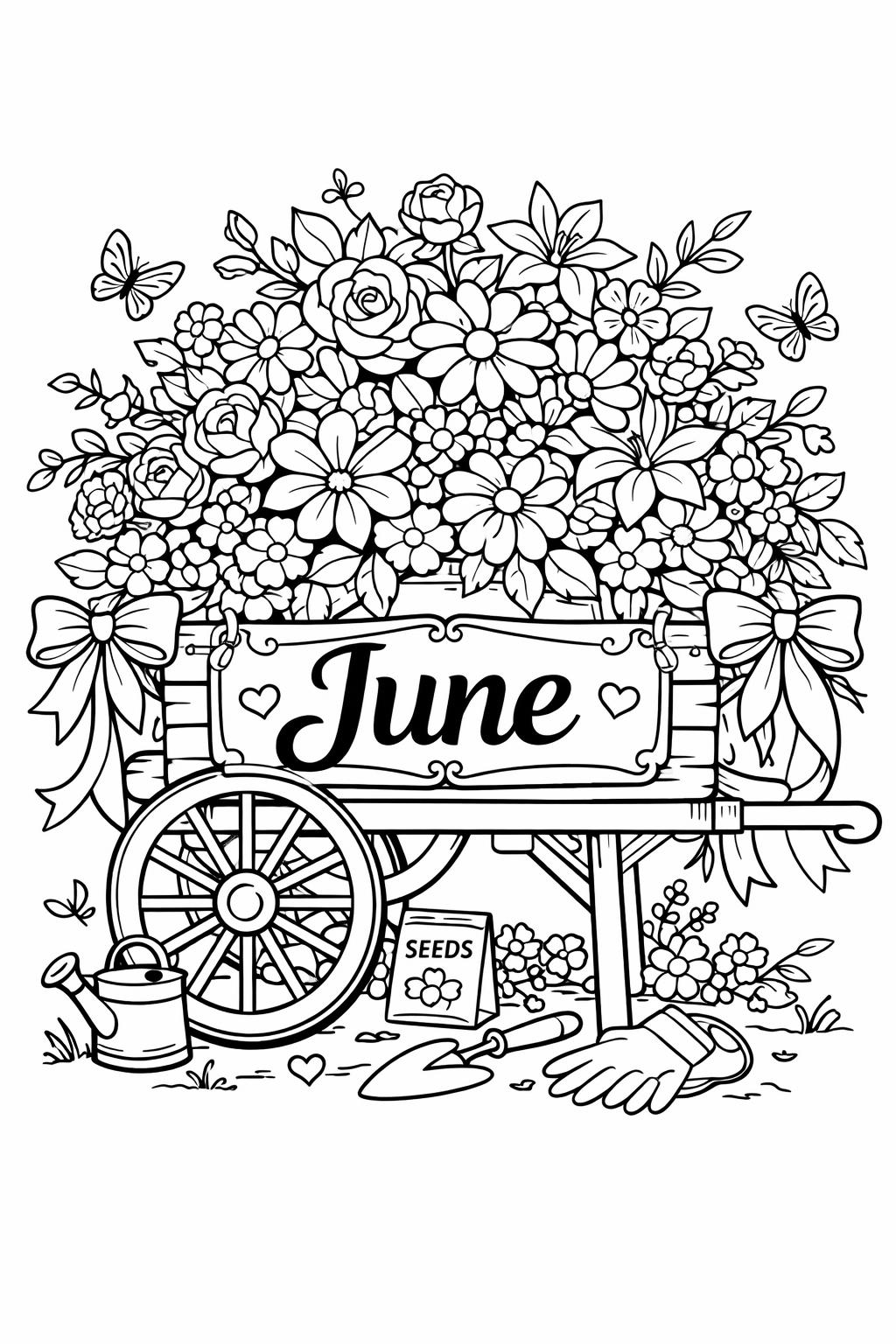flower garden coloring page | blooming seasonal flowers | nature coloring sheet