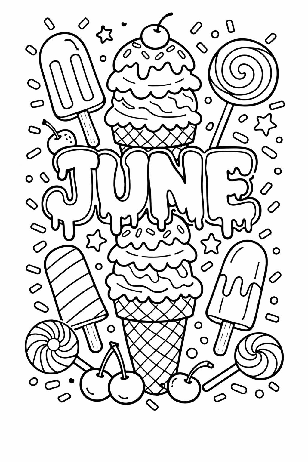 watermelon coloring page | juicy summer fruit | playful June design