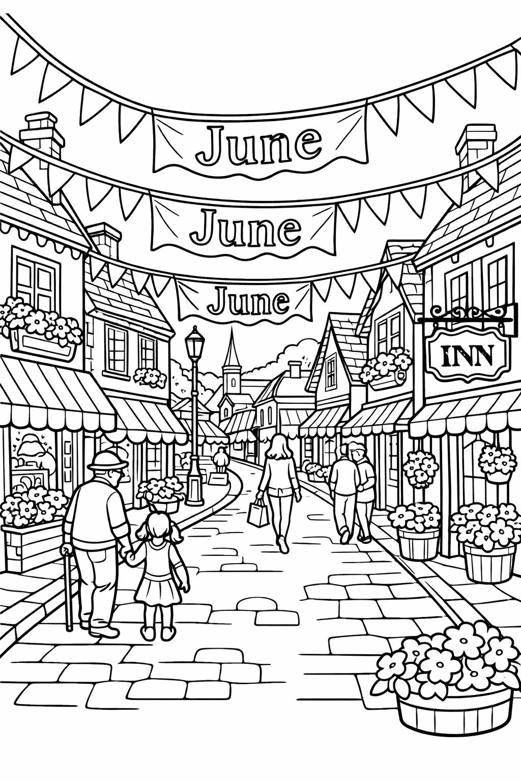 summer June coloring page | sunny seasonal artwork | relaxing summer design