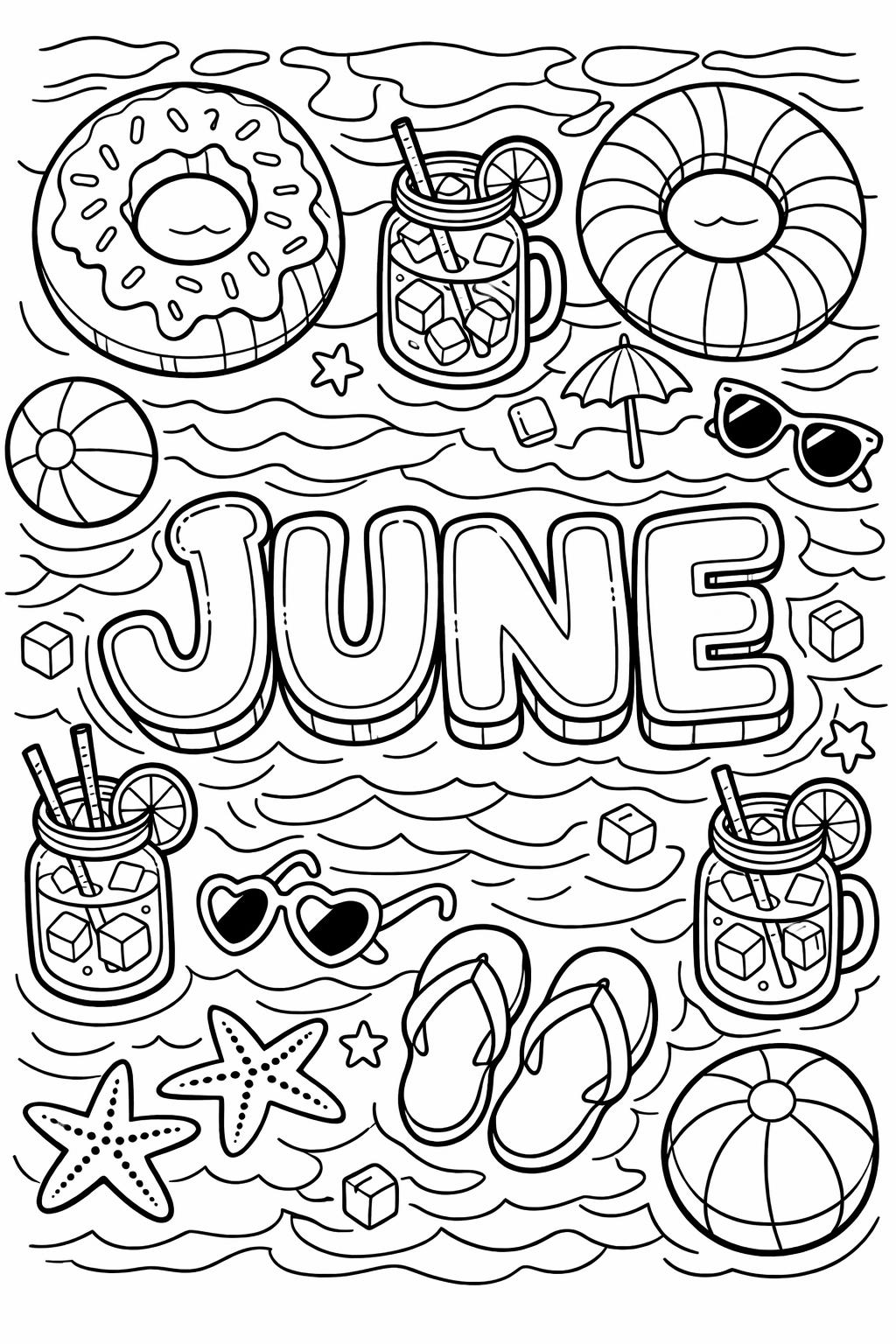 ice cream coloring page | sweet summer treat | fun June artwork