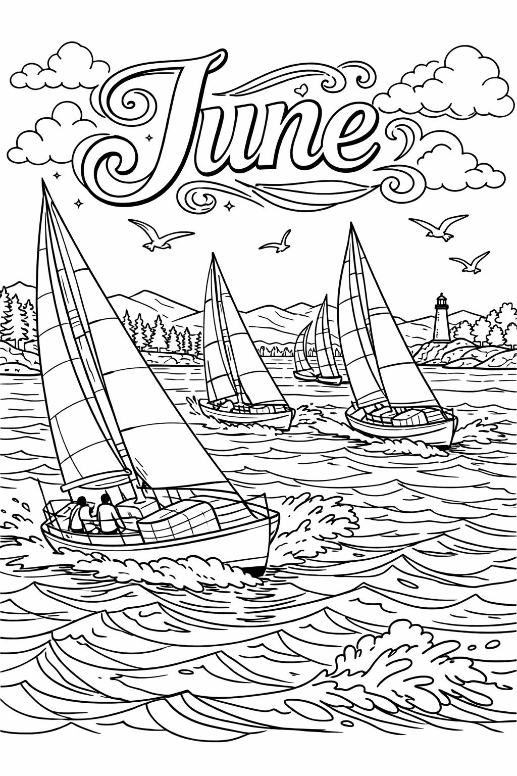 camping coloring page | outdoor adventure illustration | nature themed artwork