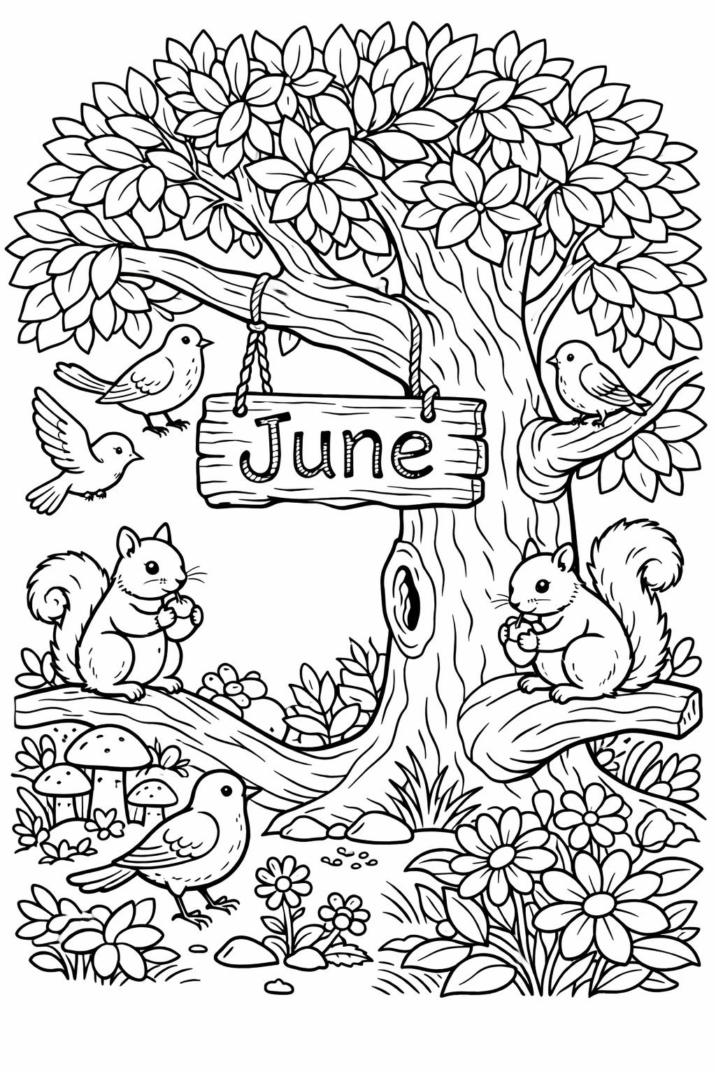 June doodle coloring page | playful seasonal sketches | creative coloring sheet