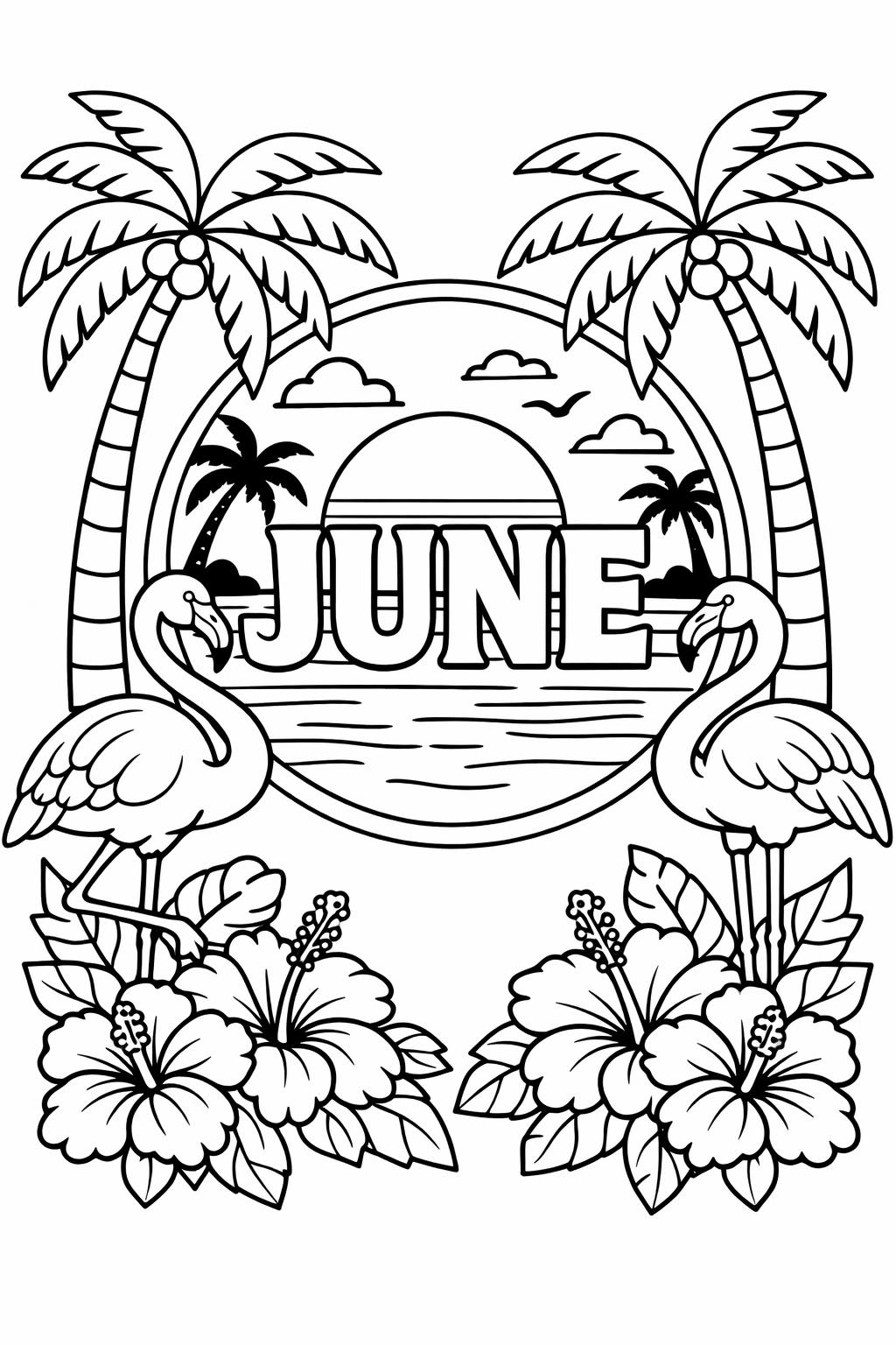 summer June coloring page | sunny seasonal artwork | relaxing summer design