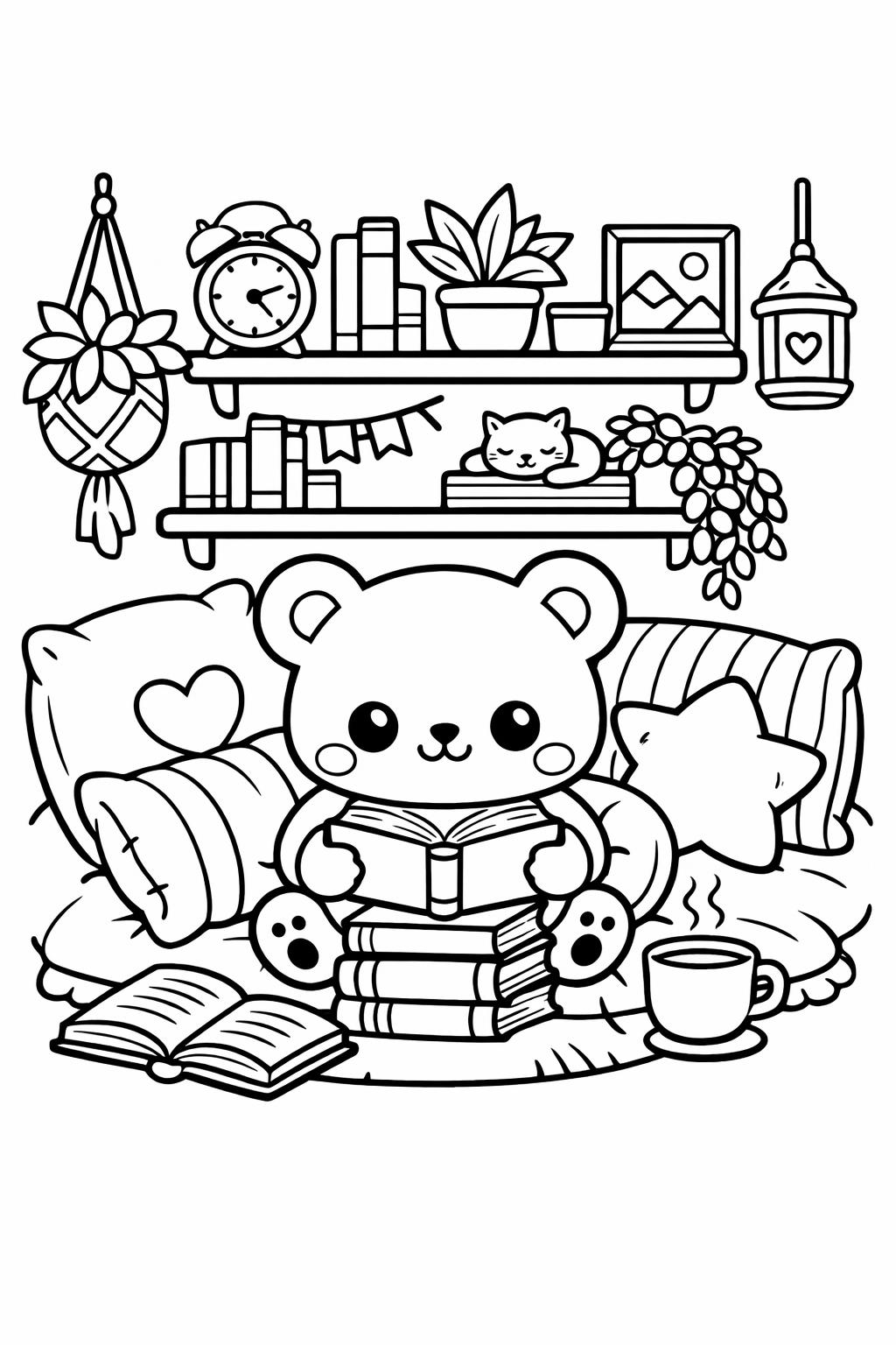 cute bunny coloring page | kawaii rabbit illustration | sweet animal artwork