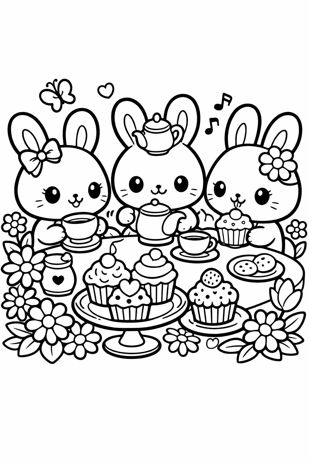 kawaii bear coloring page | cute teddy bear design | playful coloring sheet