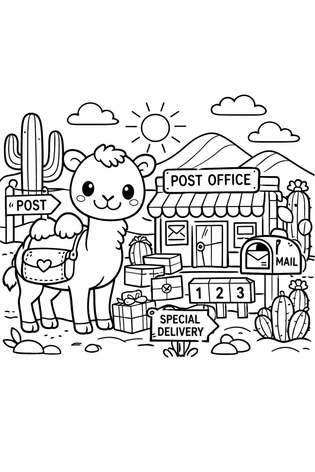 kawaii bear coloring page | smiling bear illustration | fun animal artwork