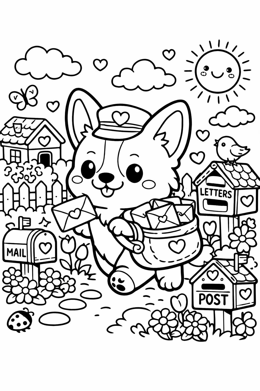kawaii chick coloring page | adorable baby bird | spring coloring page