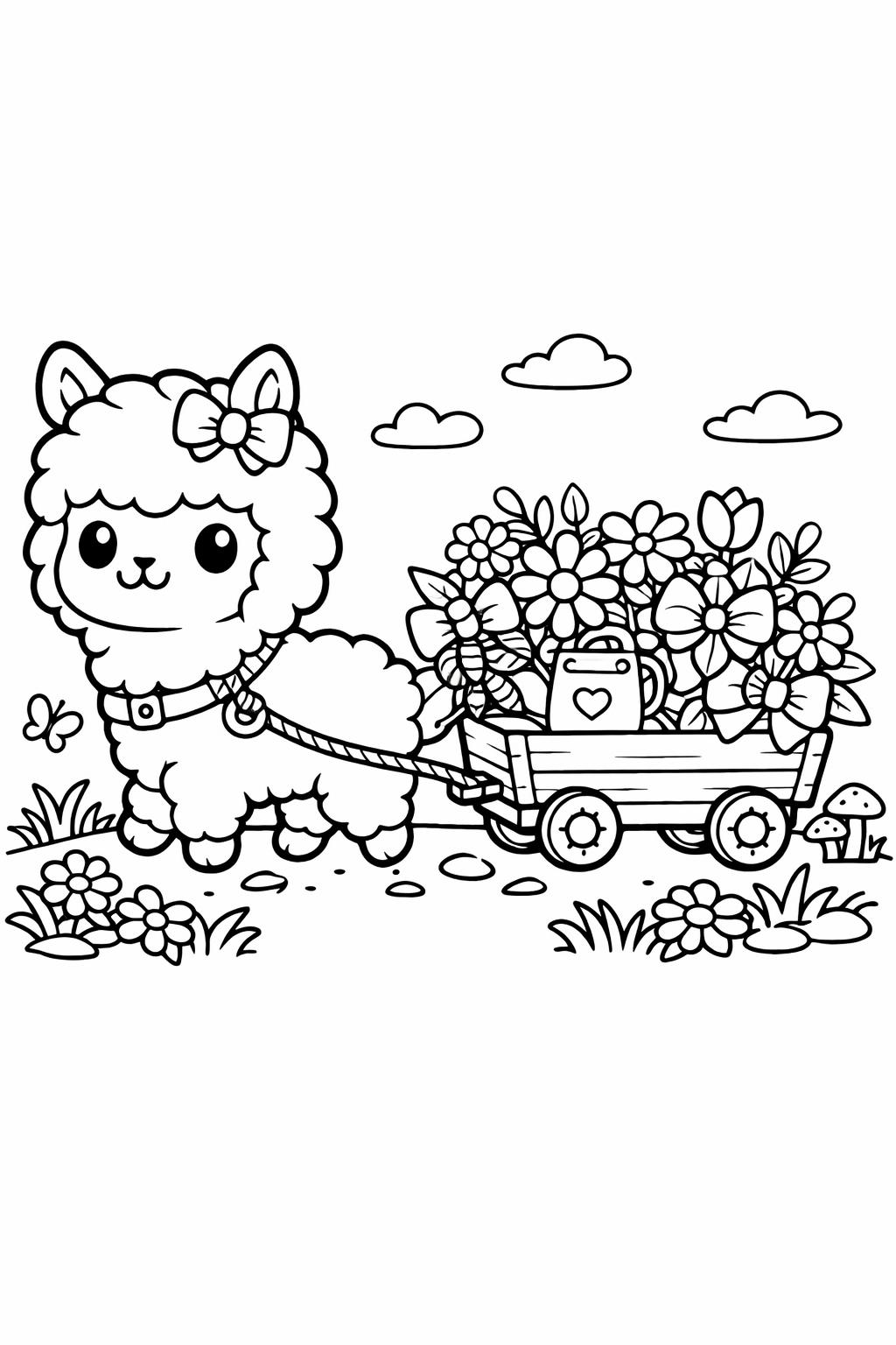 kawaii elephant coloring page | cute safari animal | printable artwork