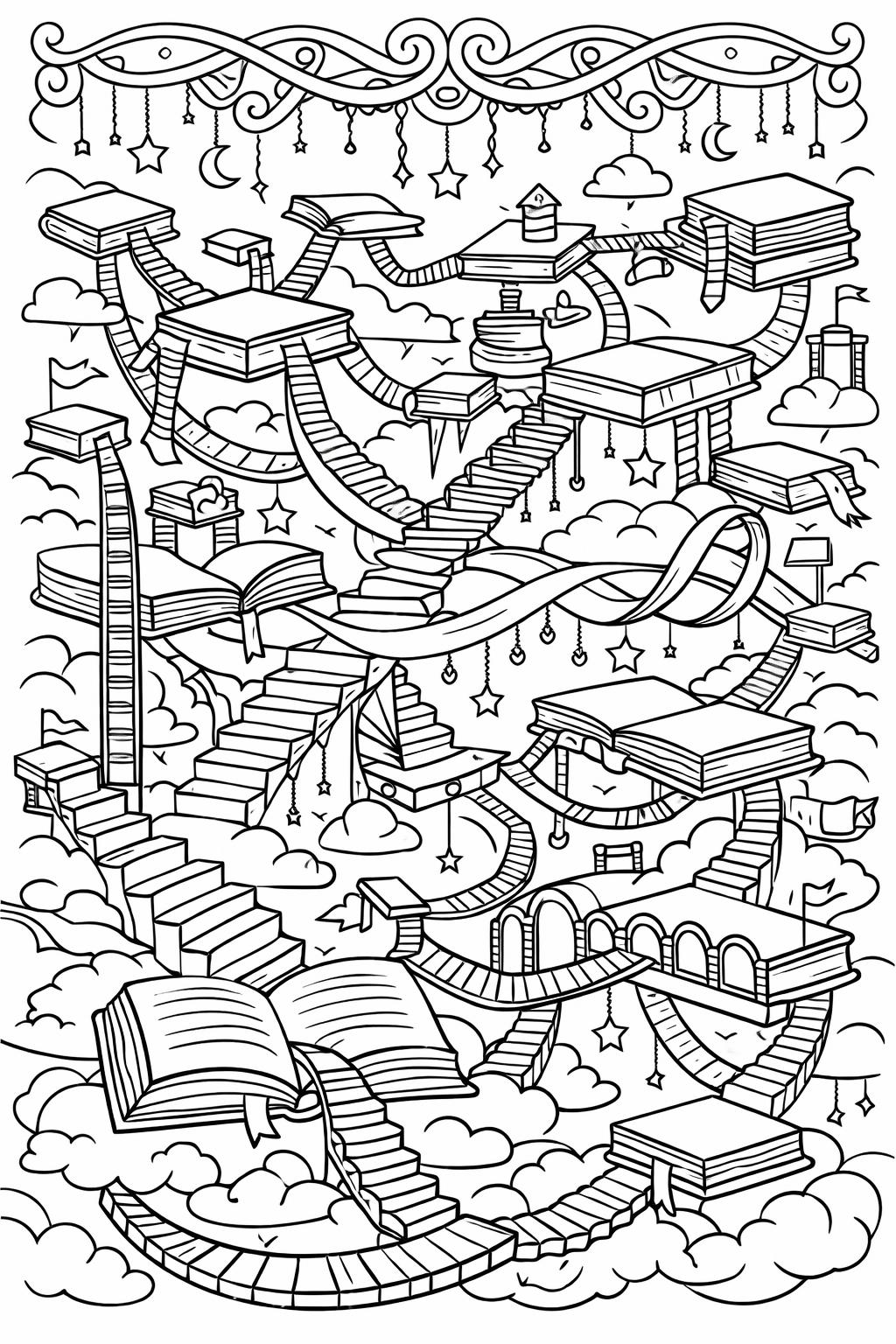 abstract pattern coloring page | swirling psychedelic shapes | creative coloring sheet