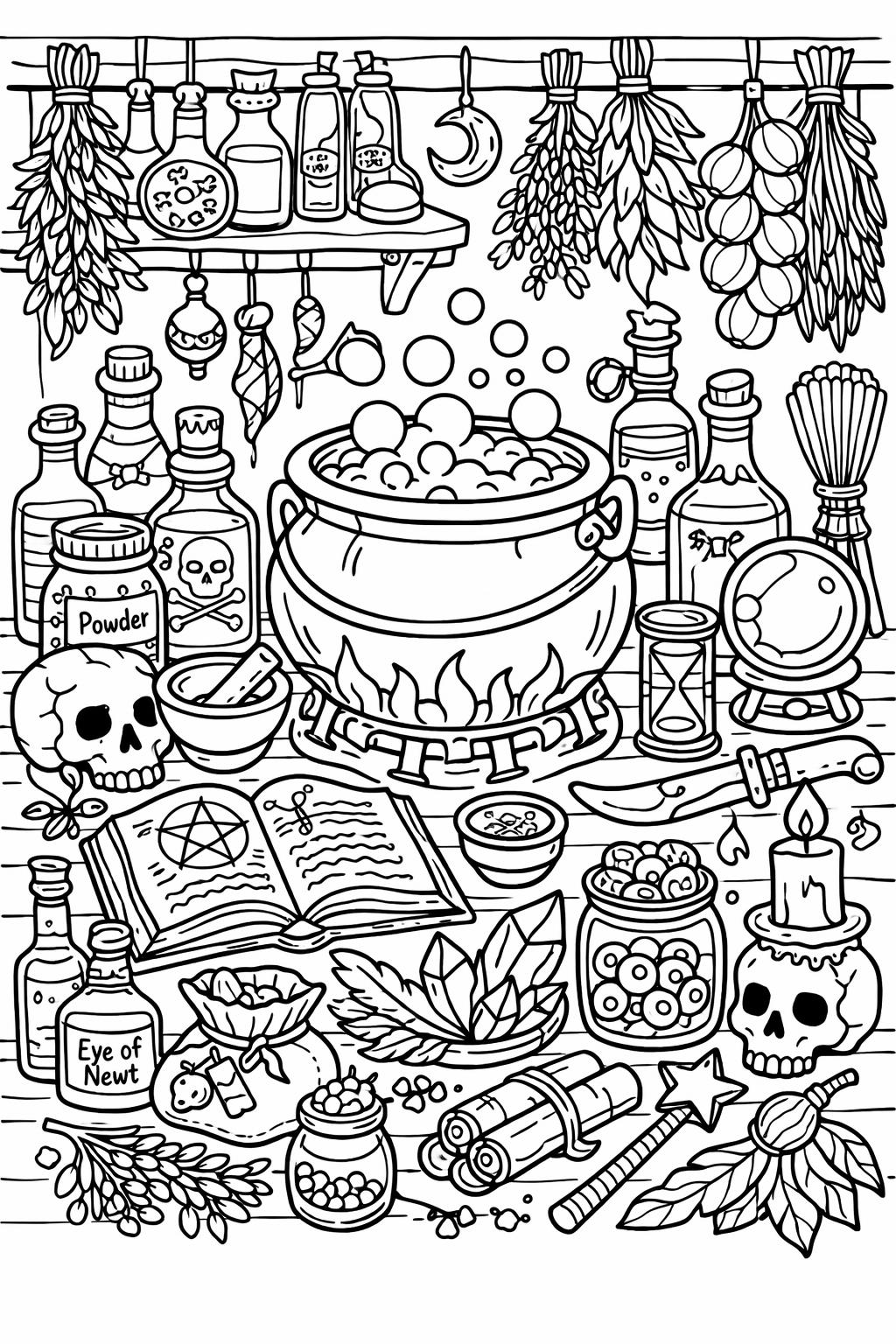 crystal fantasy coloring page | magical gem illustration | mystical coloring sheet