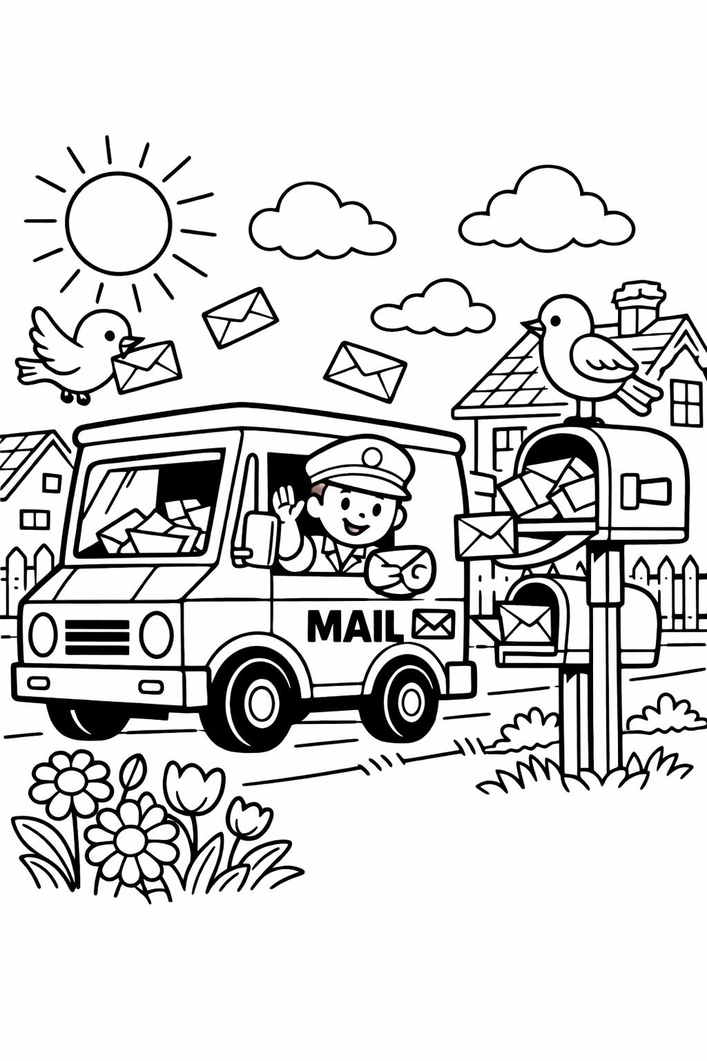 farm truck coloring page | countryside truck scene | rustic vehicle artwork