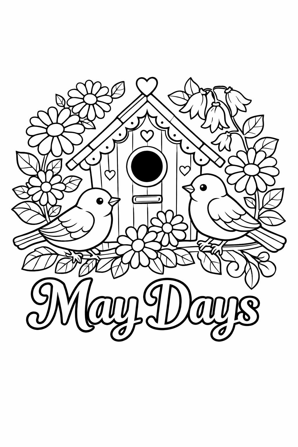 spring May coloring page | fresh seasonal illustration | relaxing flower artwork