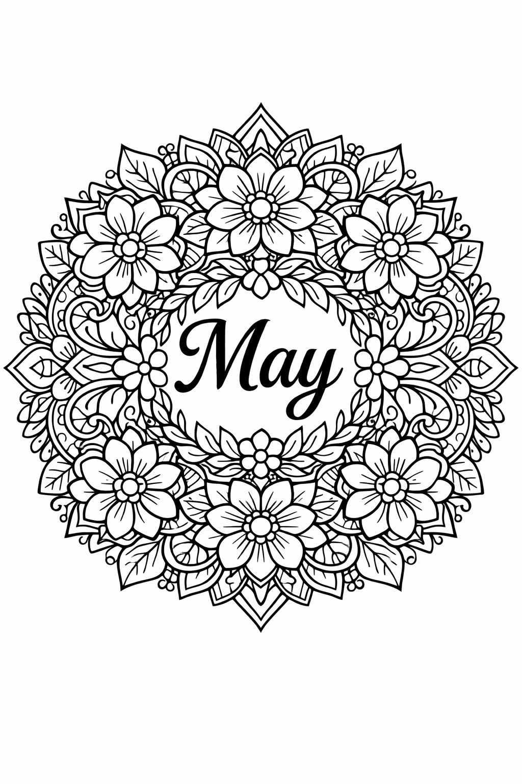sunshine May coloring page | bright sunny illustration | cheerful seasonal design