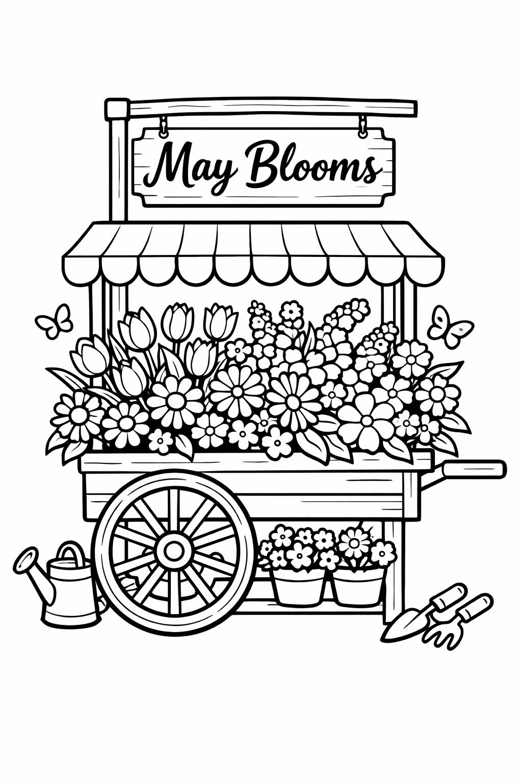 butterfly May coloring page | spring butterfly artwork | relaxing nature sheet