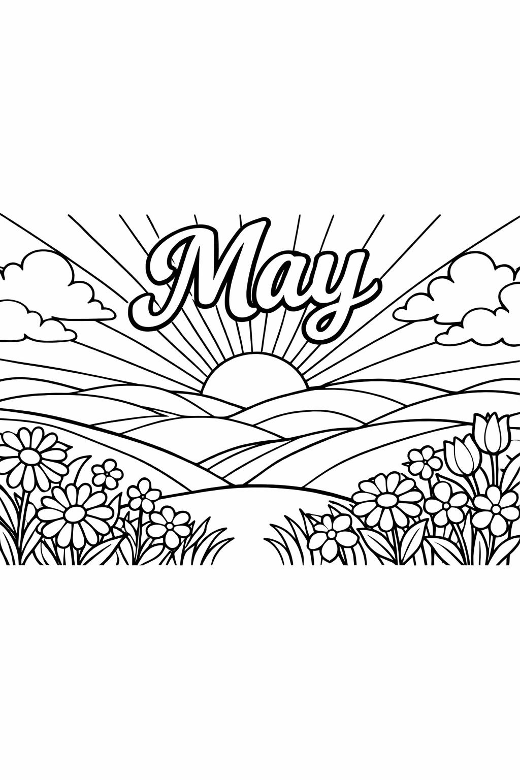 spring bird coloring page | cheerful bird illustration | May themed artwork