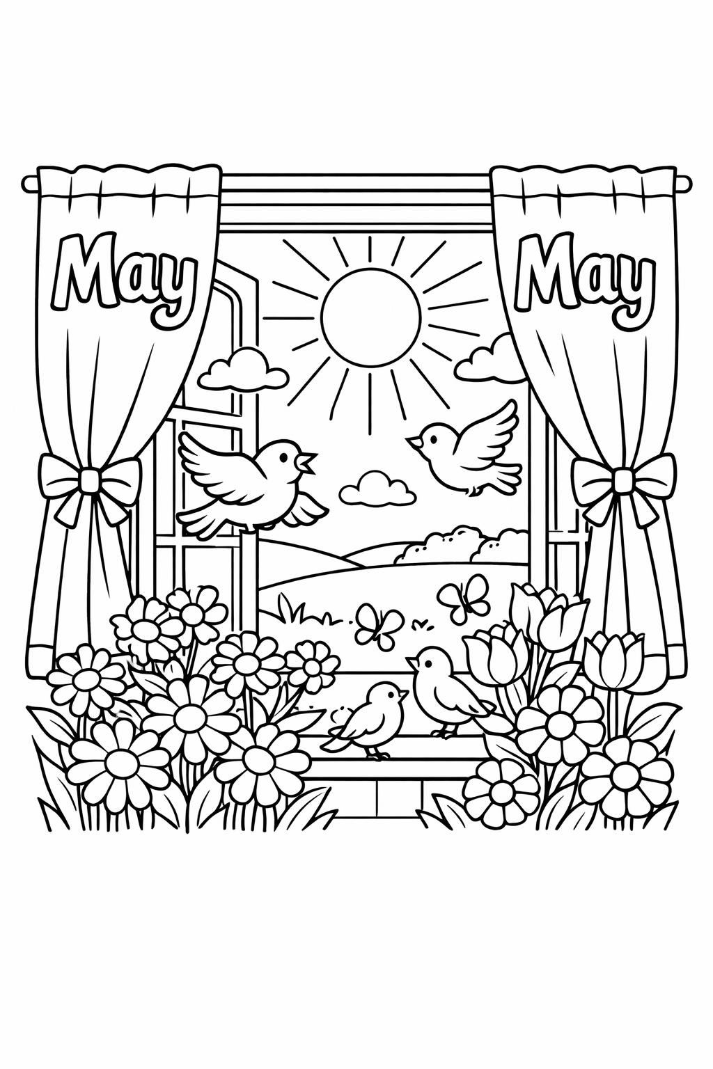 tulip coloring page | blooming tulip flowers | relaxing floral artwork