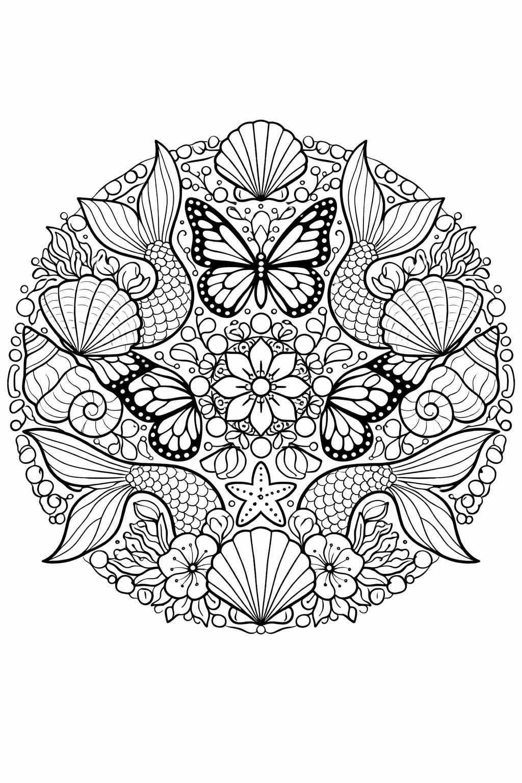 mermaid landscape coloring page | scenic underwater world | peaceful fantasy artwork